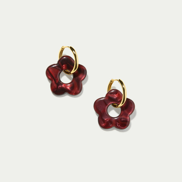 Grande Hoops + Sangria Flower Charm - Gold