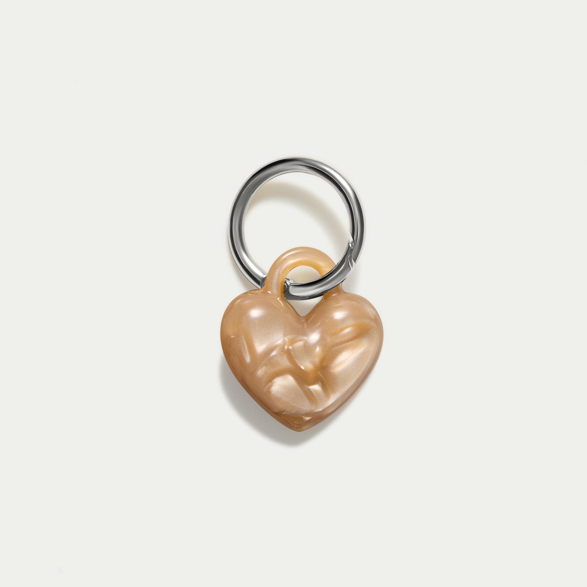 Puffy Heart Keychain - Abalone - Silver