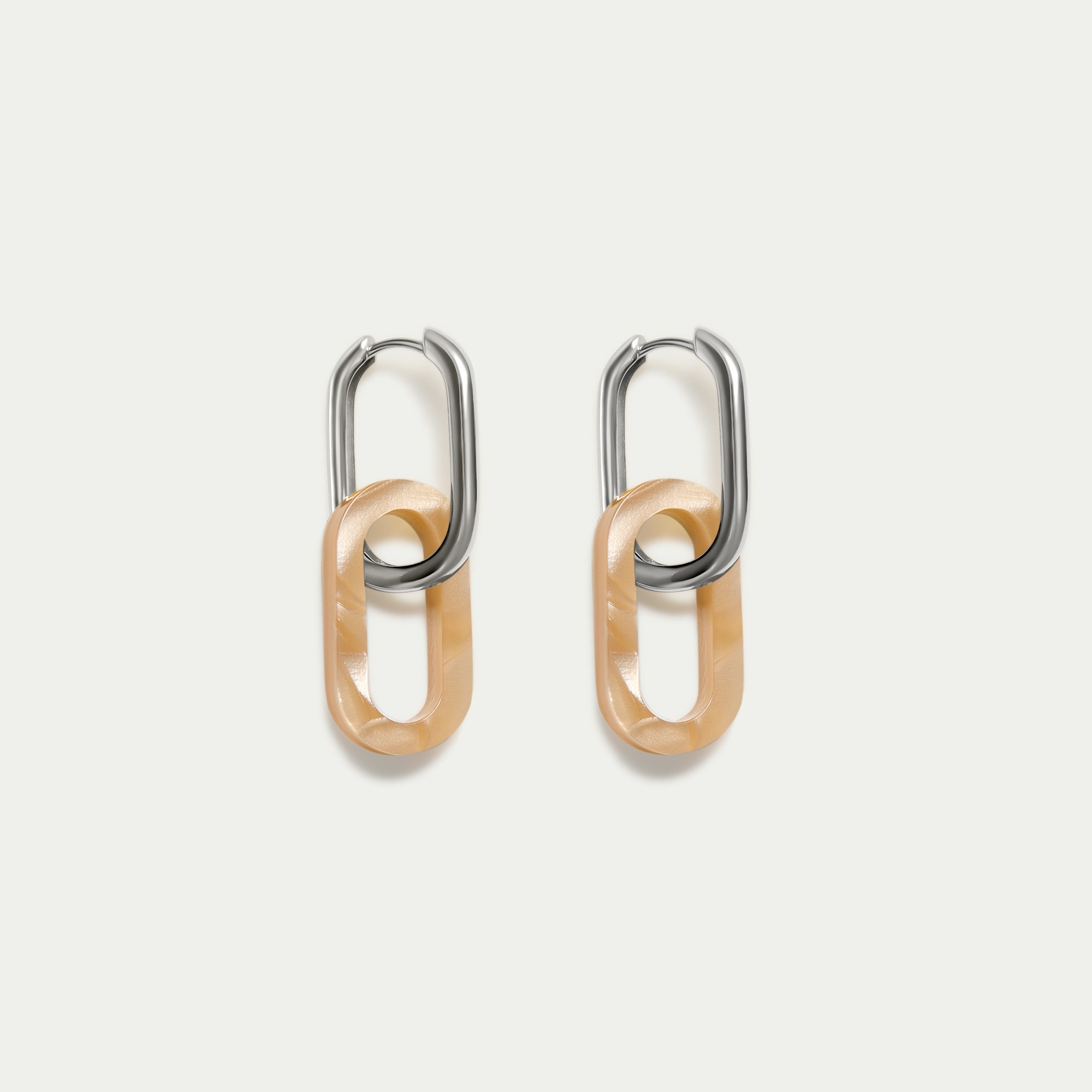 Paper-Clip Hoops + Abalone Charms - Silver