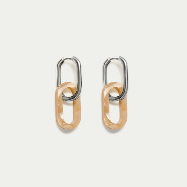 Paper-Clip Hoops + Abalone Charms - Silver