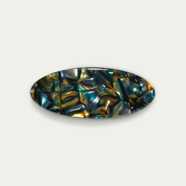 Oval Barrette - Green Tortoiseshell