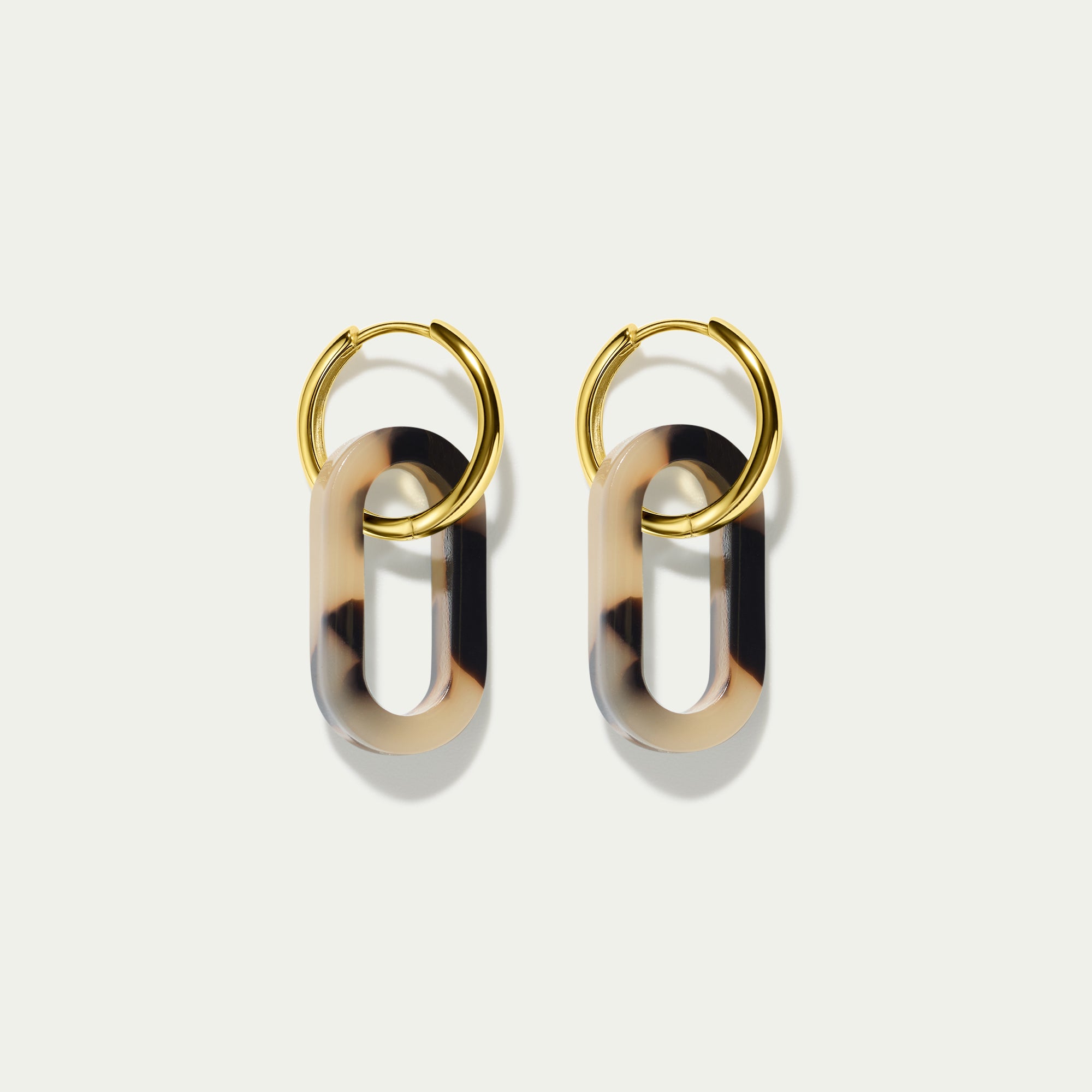 Grande Hoops + Blonde Tortoiseshell Link Charms - Gold
