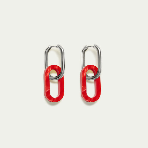 Paper-Clip Hoops + Shanghai Charms - Silver