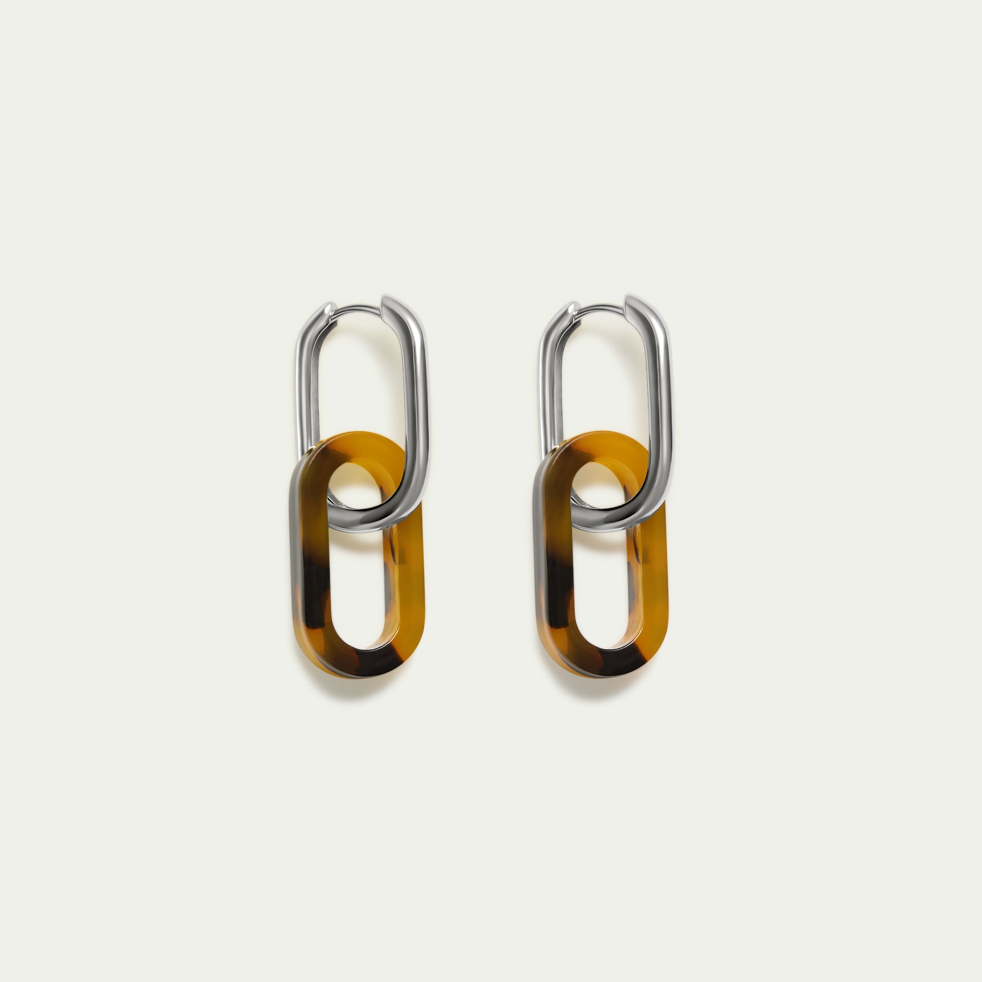 Paper-Clip Hoops + Classic Tortoiseshell Charms - Silver