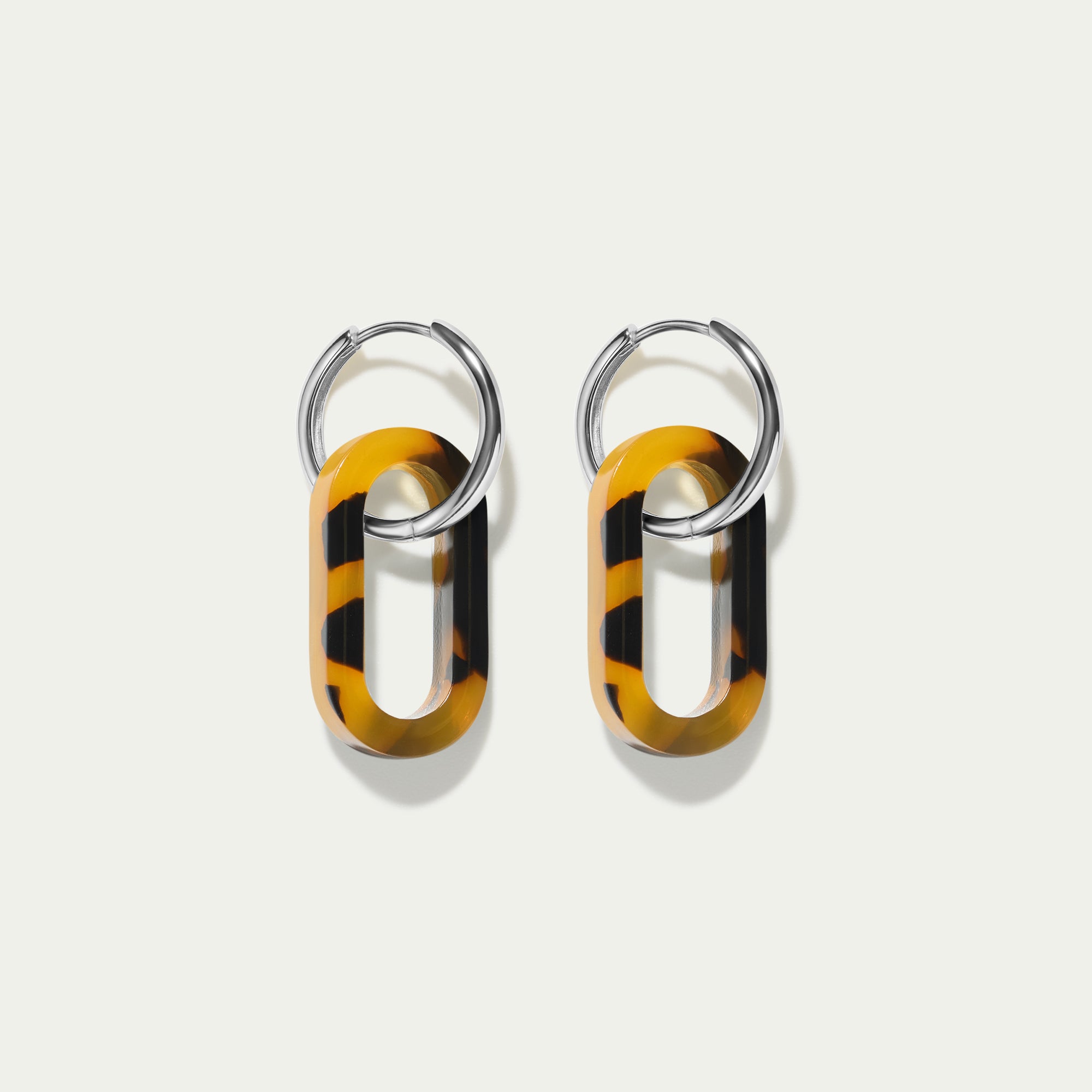 Grande Hoops + Classic Tortoiseshell Link Charms - Silver