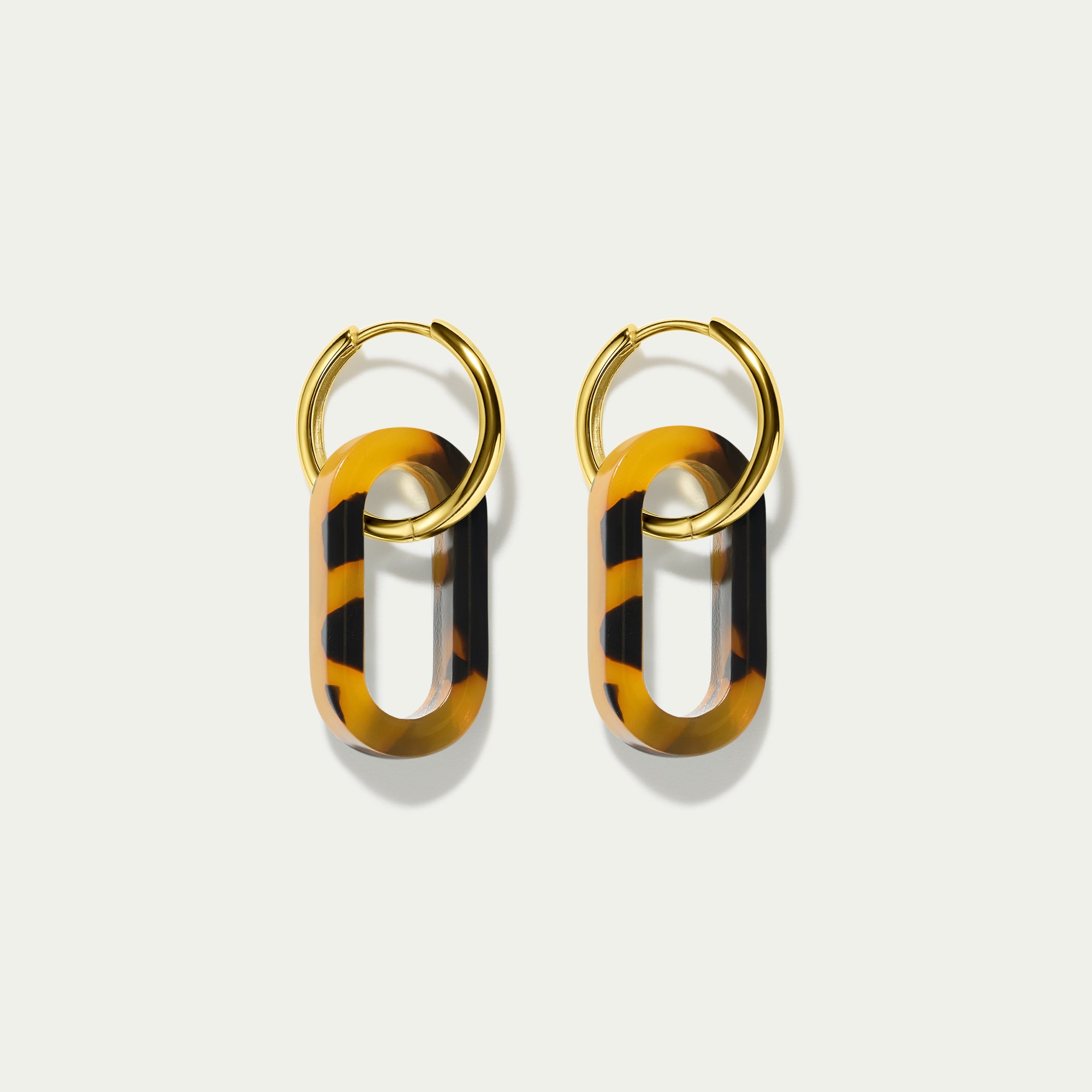 Grande Hoops + Classic Tortoiseshell Link Charms - Gold