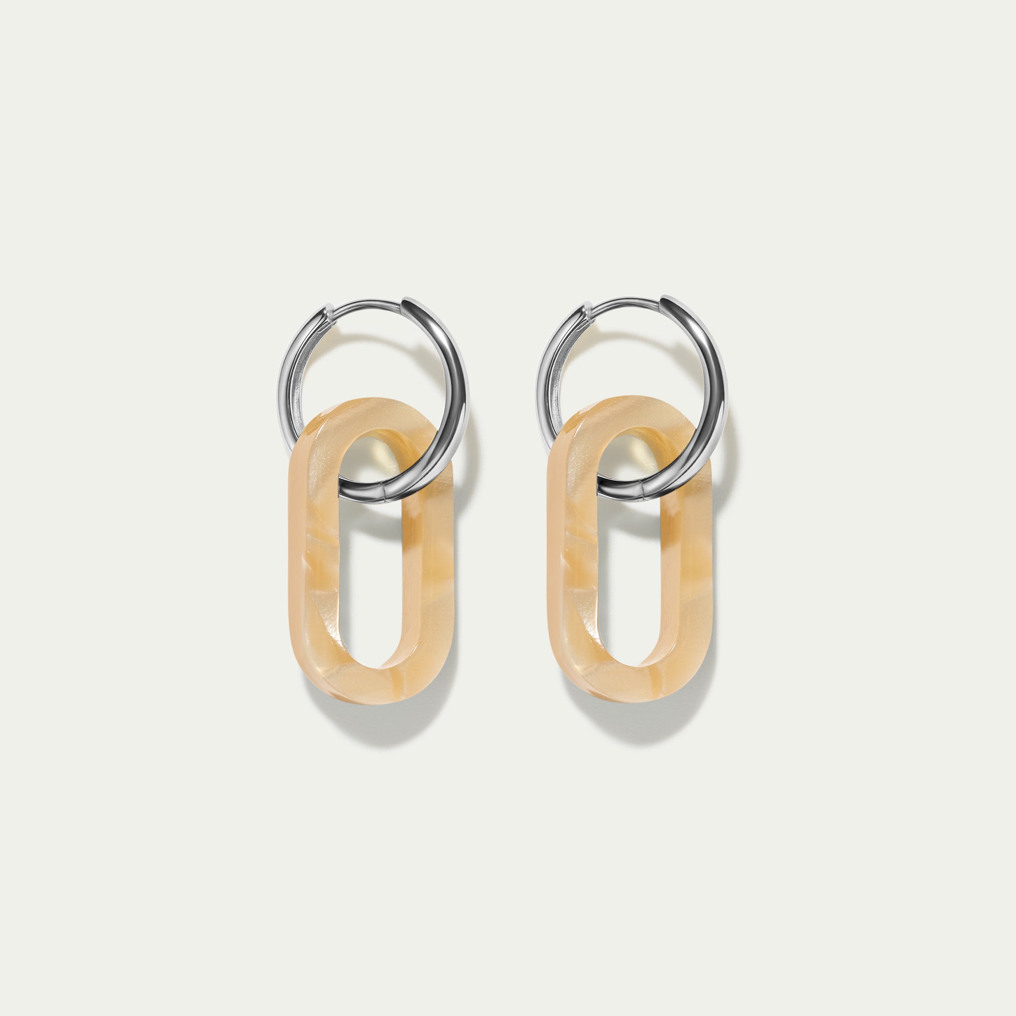 Grande Hoops + Abalone Link Charms - Silver