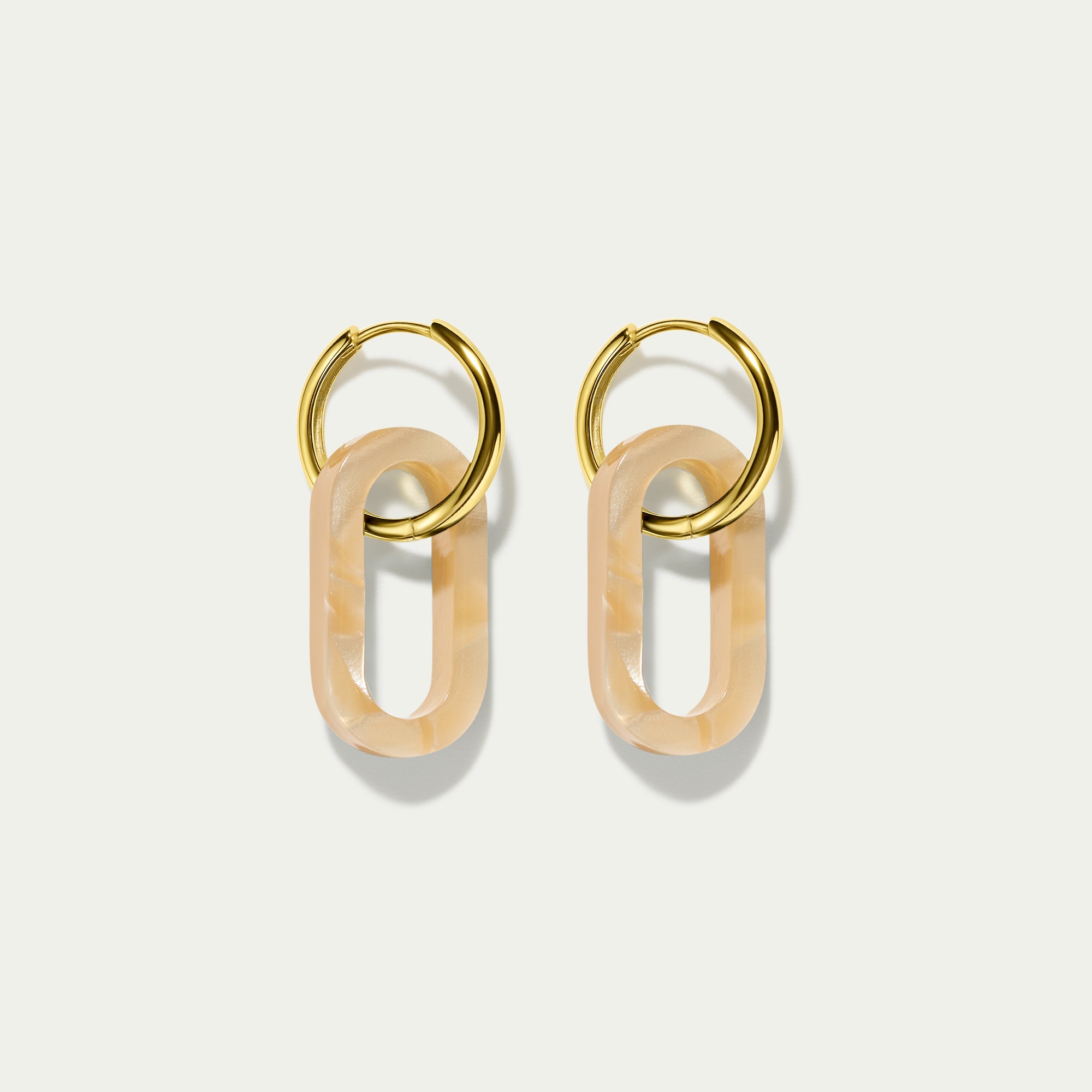 Grande Hoops + Abalone Link Charms - Gold