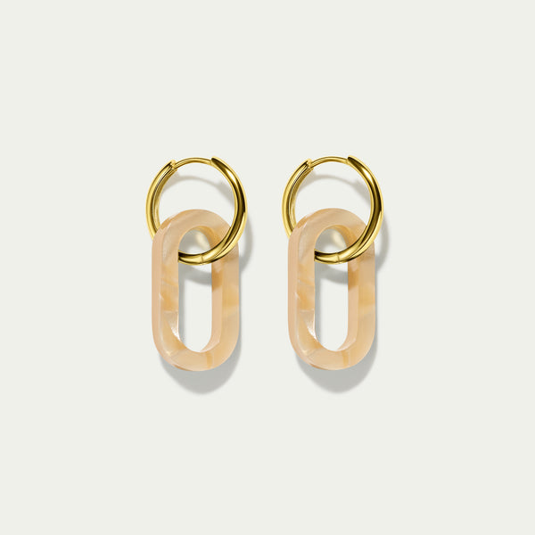 Grande Hoops + Abalone Link Charms - Gold