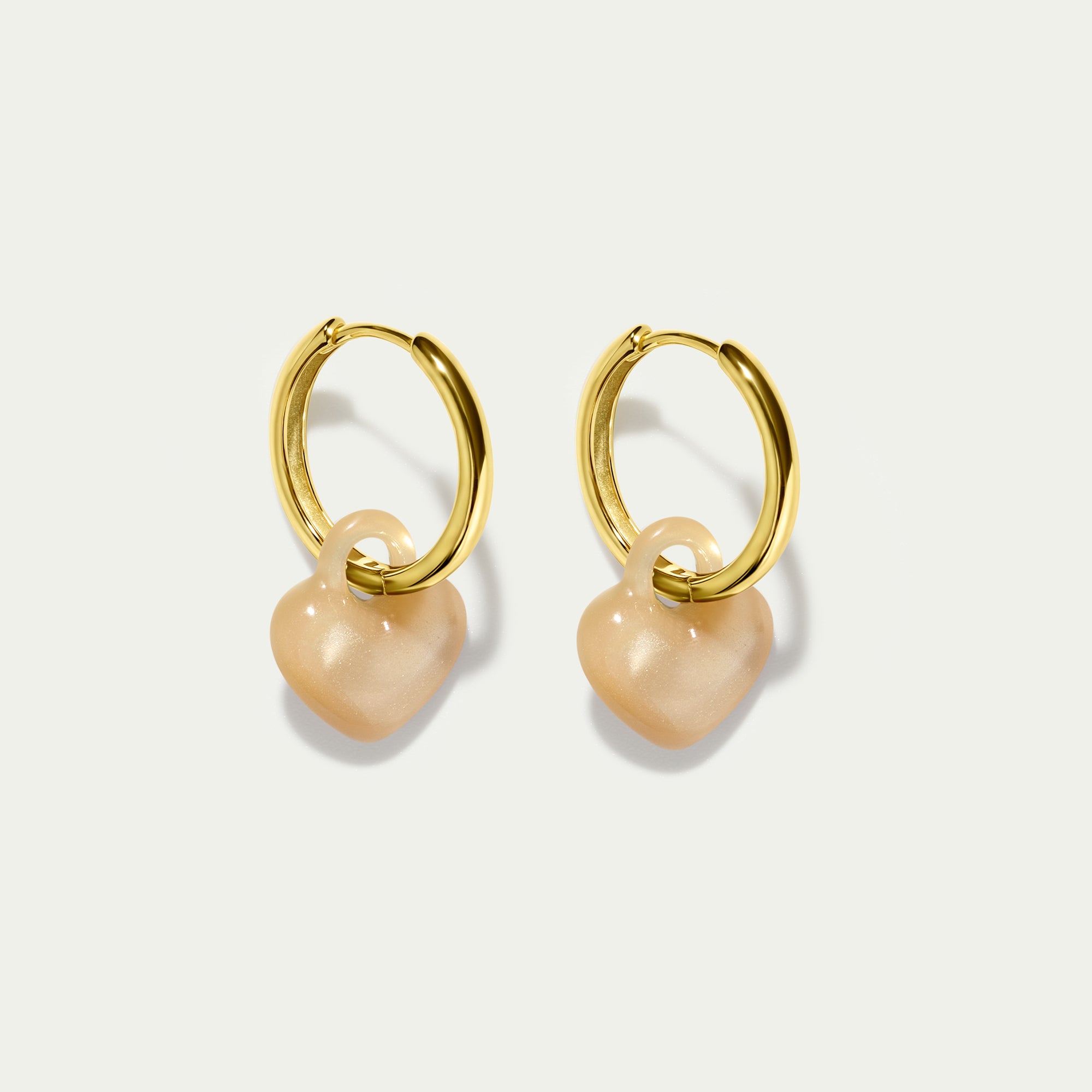 Grande Hoops + Abalone Mini Puffy Hearts - Gold
