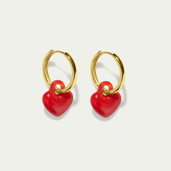 Grande Hoops + Shanghai Mini Puffy Hearts - Gold