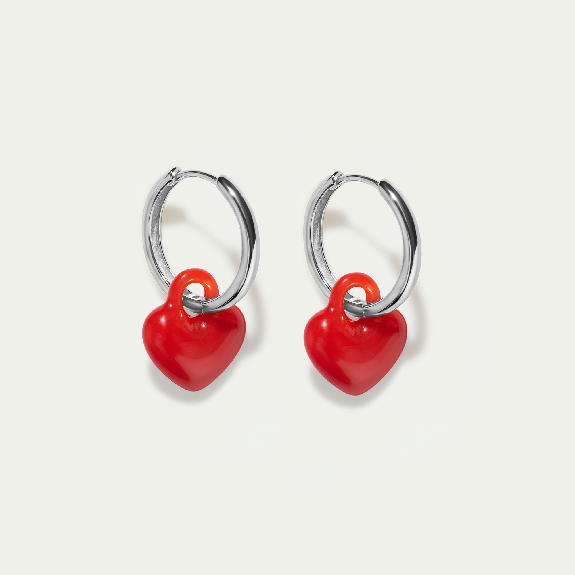 Grande Hoops + Shanghai Mini Puffy Hearts - Silver
