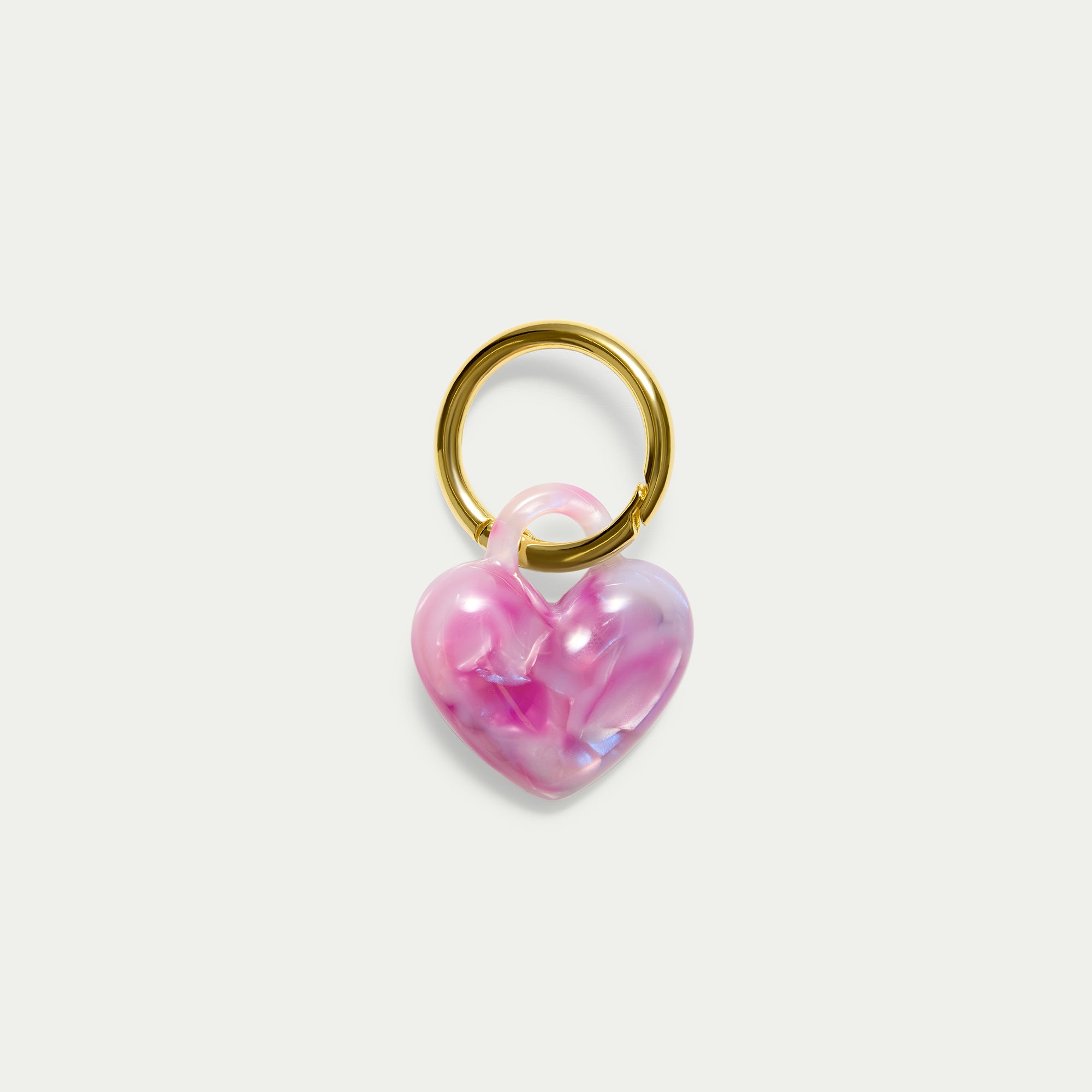 Puffy Heart Keychain - Peony - Gold