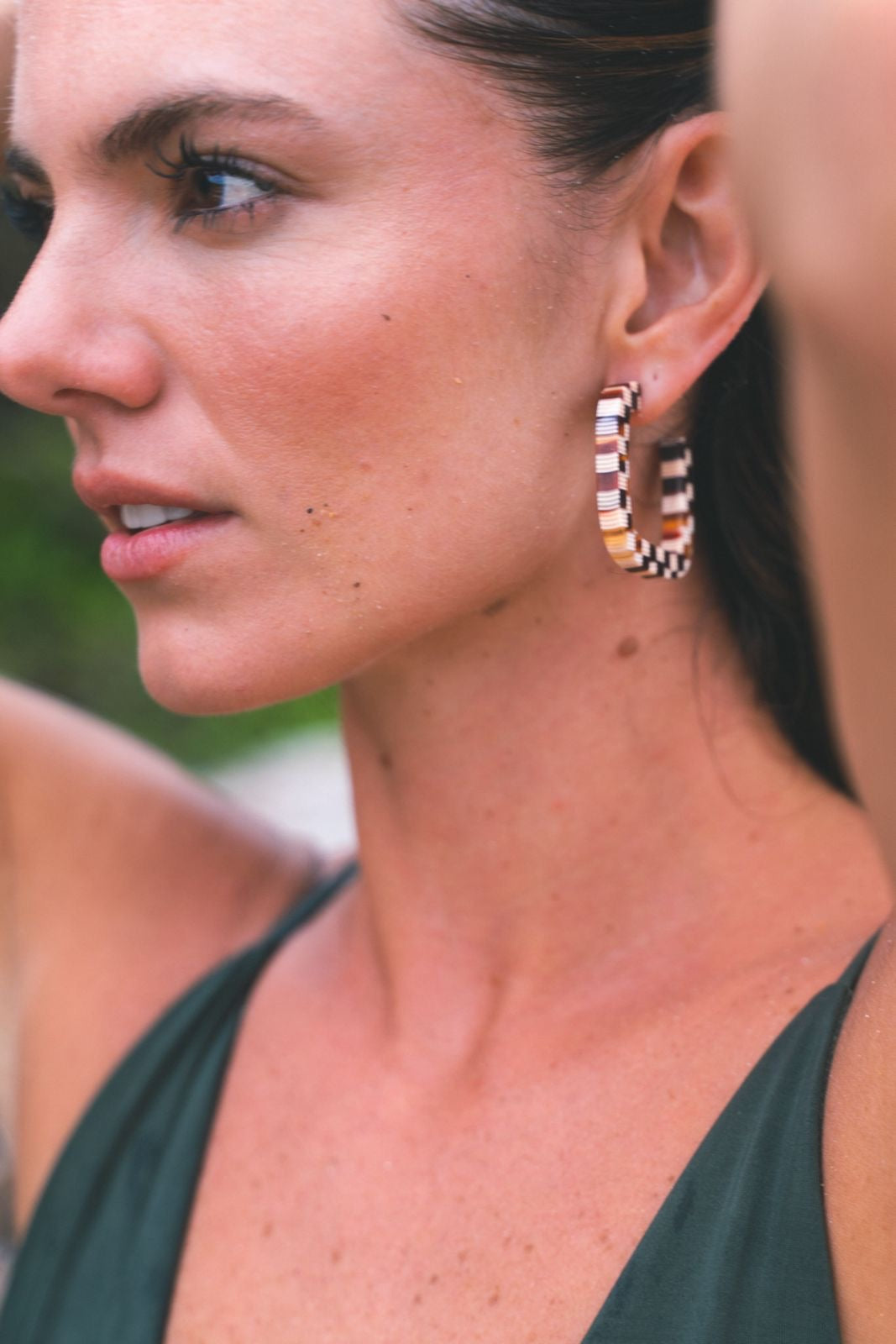 GINGERBREAD CHECKER EARRINGS