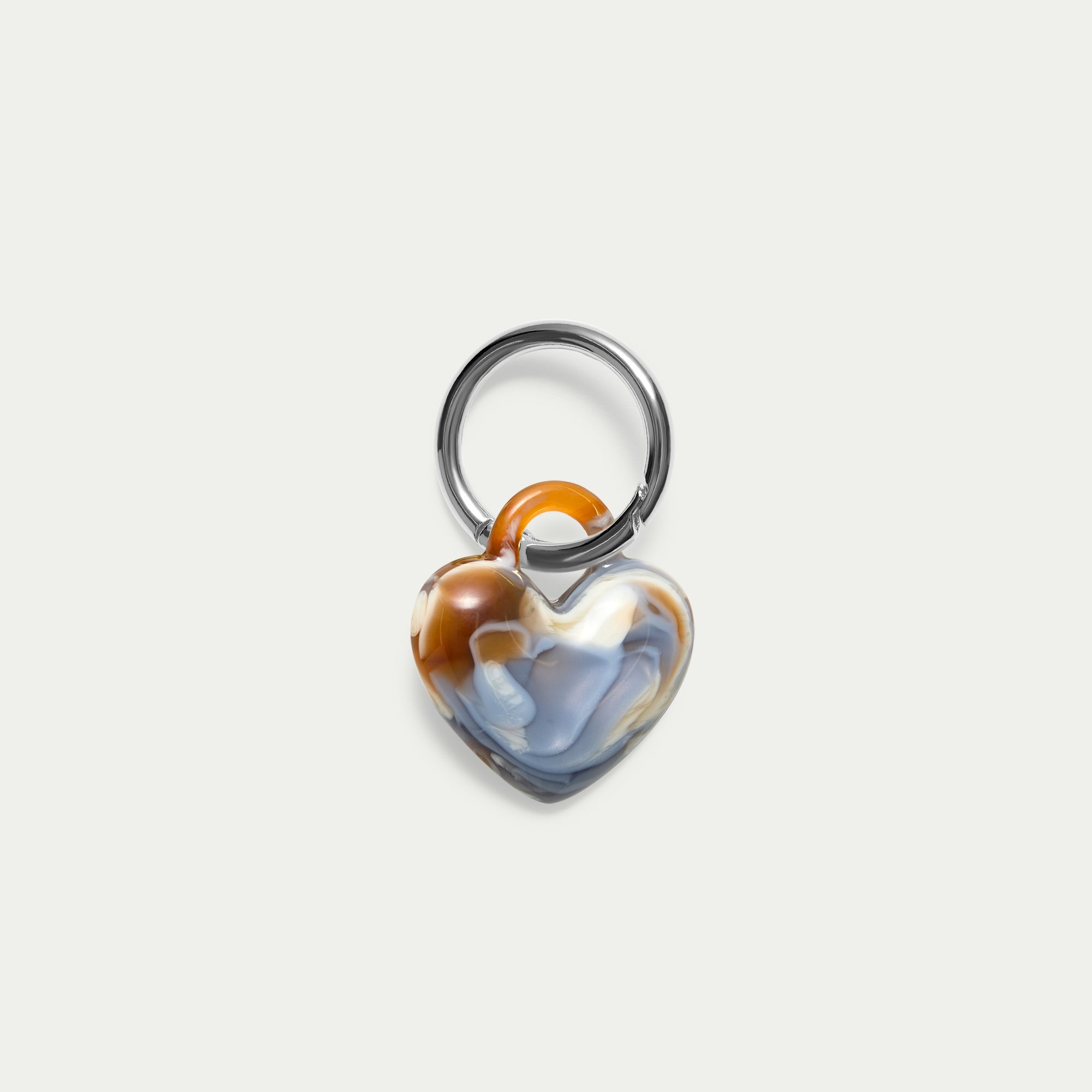 Puffy Heart Keychain - Corfu - Silver