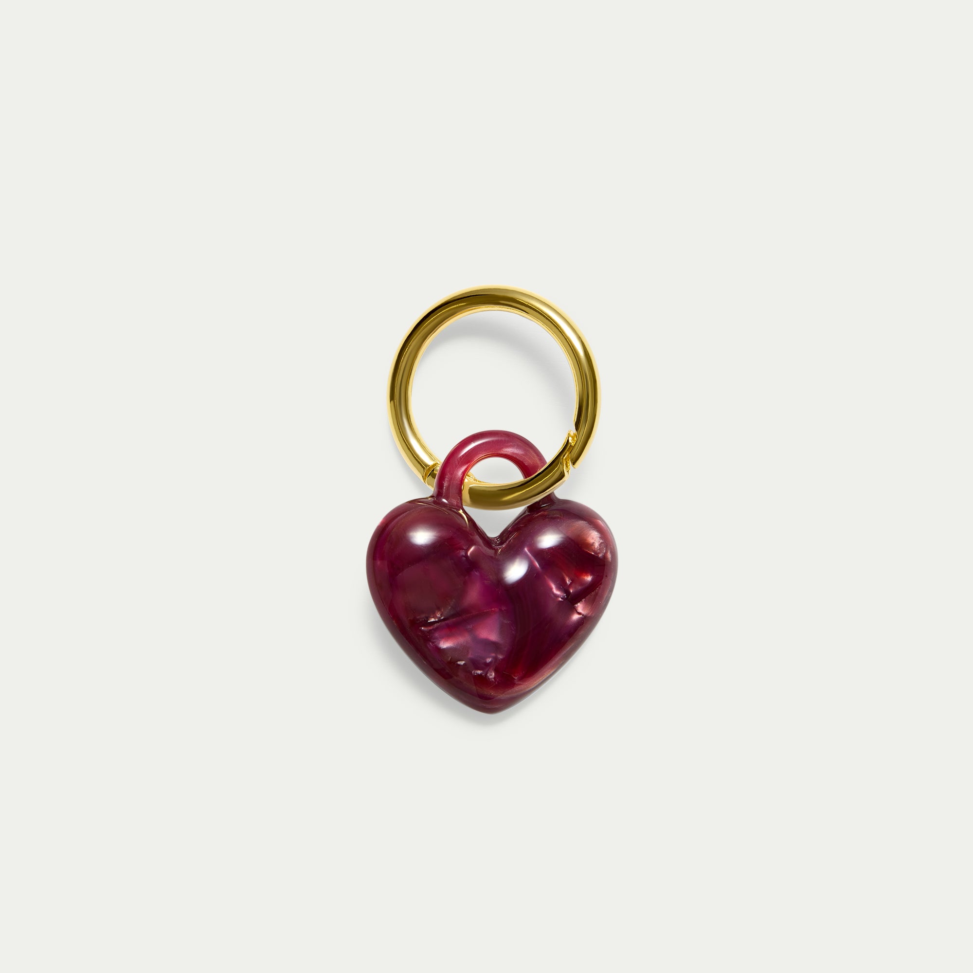 Puffy Heart Keychain - Pomegranate - Gold