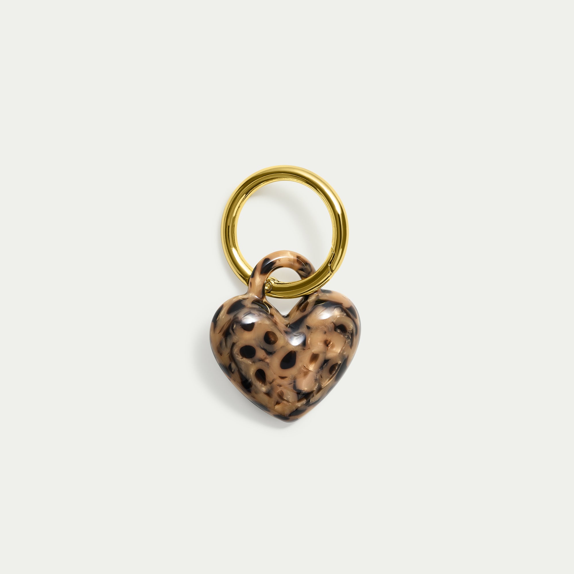 Puffy Heart Keychain - Leopard - Gold